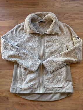 The North Face Women’s L Cream Oatmeal High Pile Teddy Fleece Full Zip Jacket